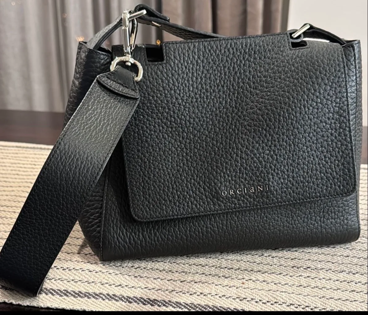 NEU Orciani Lederhandtasche Schwarz