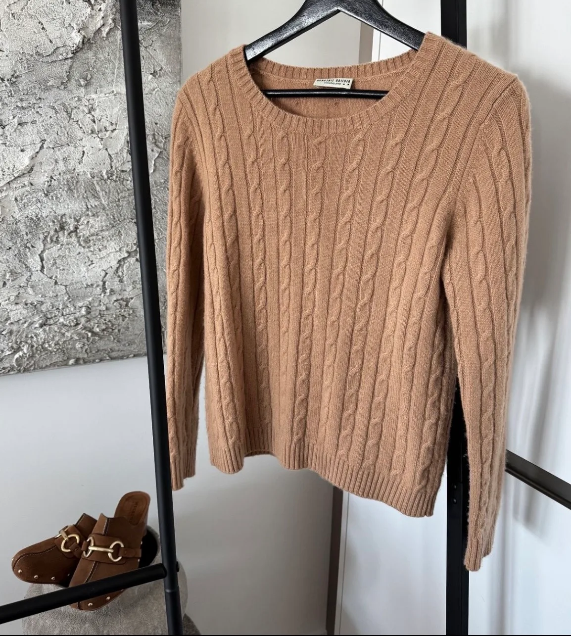 Bongénie Grieder Kaschmir Zopf-Pullover – Camel - Gr. 34/36