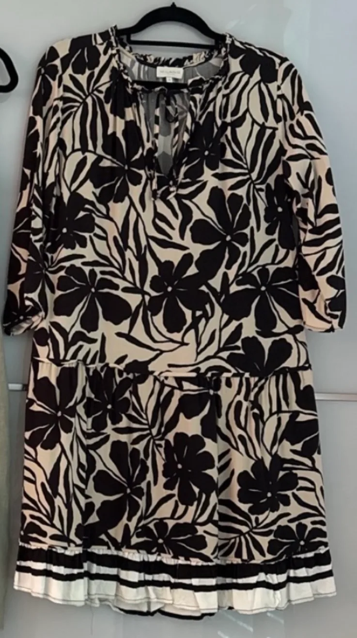 Milano Italy Sommerkleid – Dunkelbraun/Creme – Gr. 34