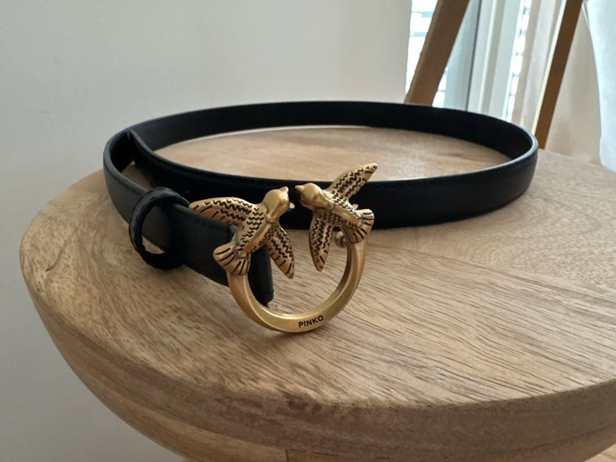 NEU - Pinko Love Birds Ledergürtel Schwarz – Gr. XS